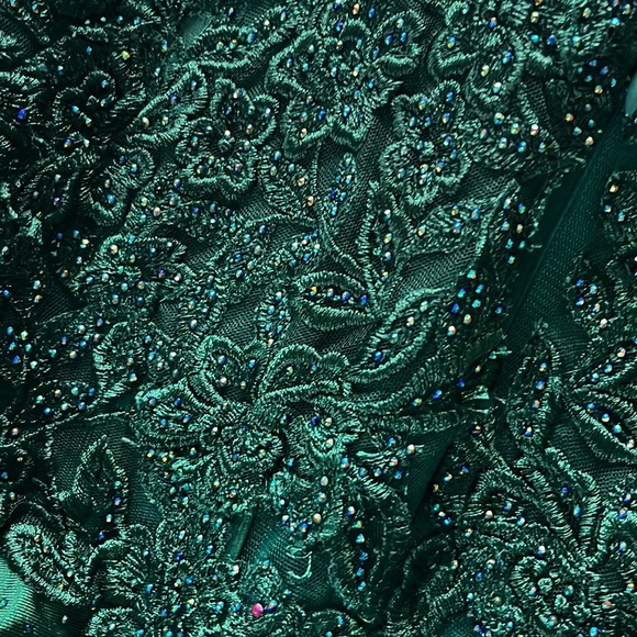 Stacees// New w/ Tag! Wedding prom winterball Dress Size 4 dark green sparkle - Picture 11 of 12